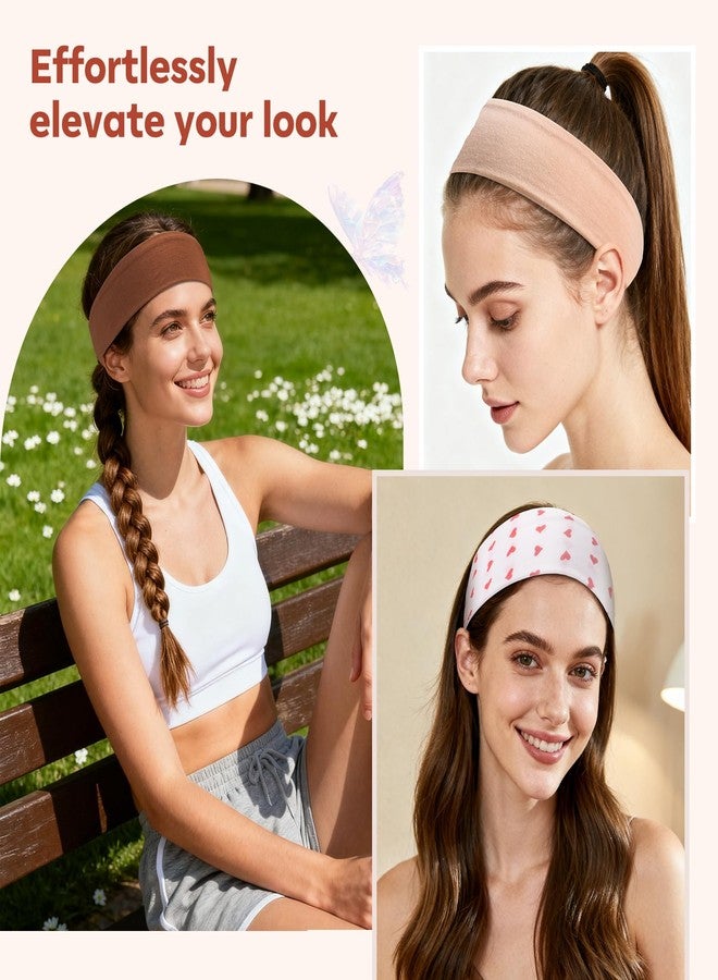 Lajou Fashion Women's Headbands for Short Hair Non Slip Elastic Floral Hairbands, Soft Fabric Workout Stripe Head Bands Heart Headbands, Valentine's Day, Cute-Red Heart - Image 2